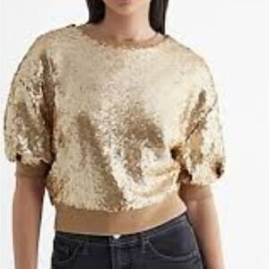 NWT $84 Express Gold Sequin Top